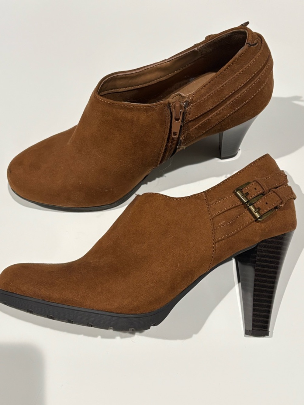 White Mountain Brown Heeled Ankle Booties